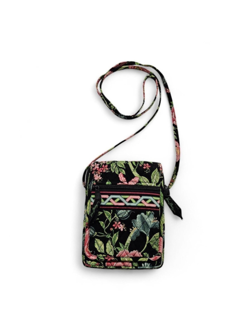 Vera Bradley Botanic Hipster Crossbody Sling Bag Black Green Pink Multi
